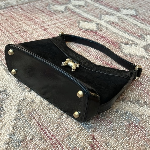 Kieselstein-Cord | Black Leather Trimmed Suede Handle Bag with Poodle Ornament - Picture 8 of 13